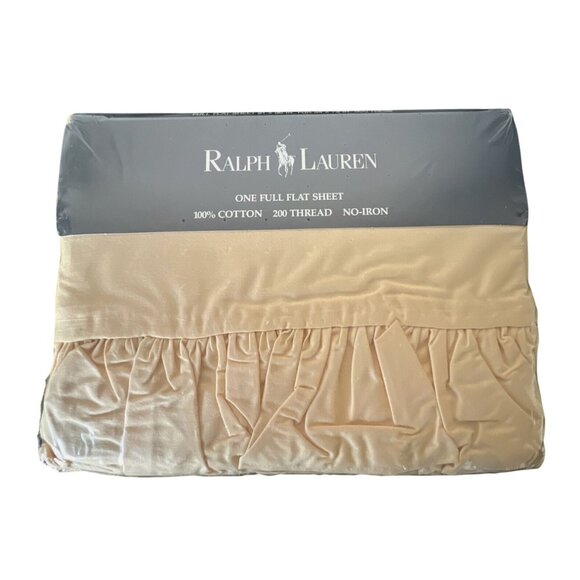 Vintage Ralph Lauren Home Yellow Cotton Ruffle 3 Piece Sheet Set Full Fitted Pil - Picture 4 of 15